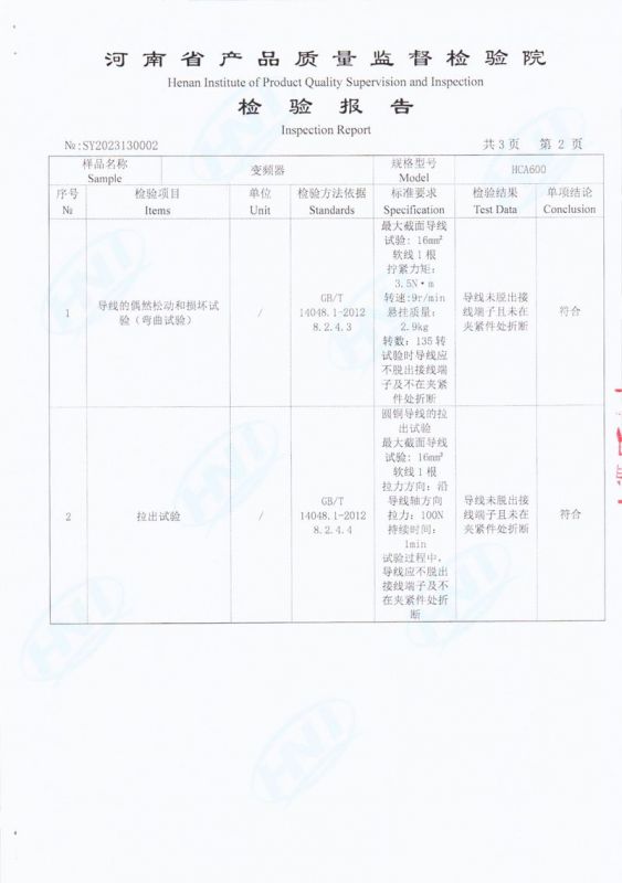 中汇变频器检测报告